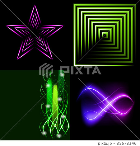 Set of Beautifully glowing neon abstract backgroun Set of Beautifully glowing neon abstract backgroun 35673346