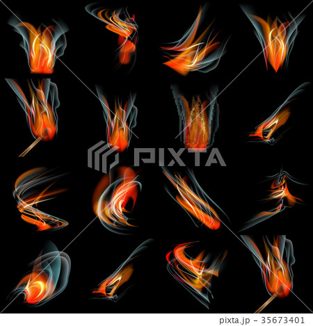 Set of Burn flame fire. abstract background. Vecto 35673401