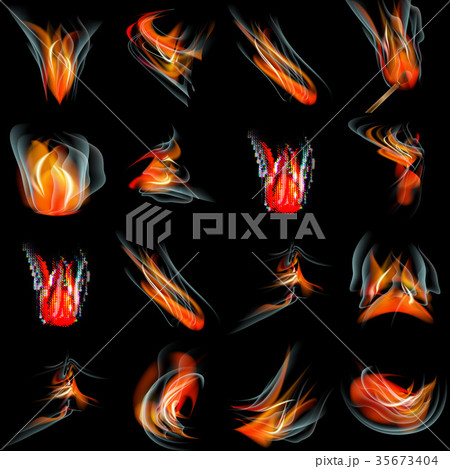 Set of Burn flame fire. abstract background. Vecto Set of Burn flame fire. abstract background. Vecto 35673404