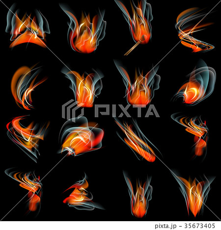Set of Burn flame fire. abstract background. Vecto Set of Burn flame fire. abstract background. Vecto 35673405