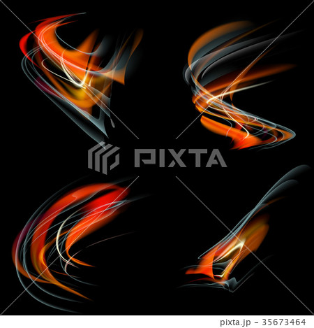 Collection of fires isolated on black background. 35673464