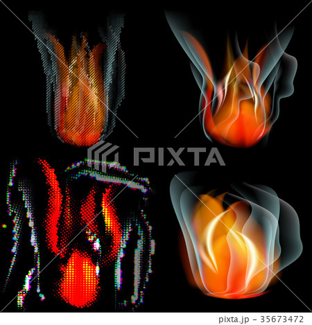 Collection of fires isolated on black background. 35673472