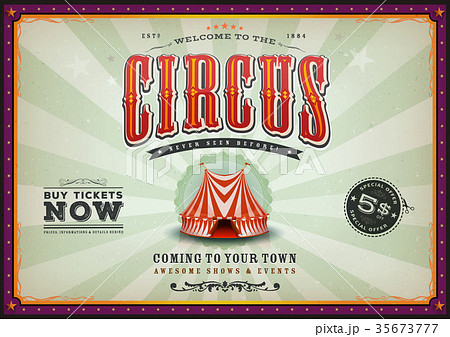 Vintage Horizontal Circus Poster With Sunbeams 35673777