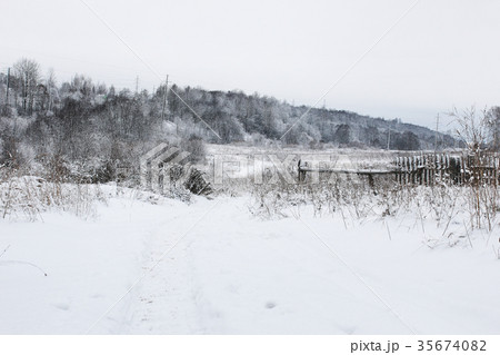 Landscape in the winter cloudy day 35674082