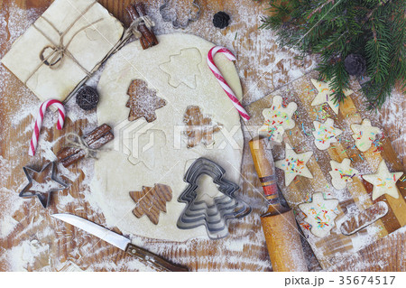 cooking ginger cookies on Christmas Eve cooking ginger cookies on Christmas Eve 35674517