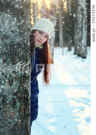 snow winter portrait female snow winter portrait female 35674546