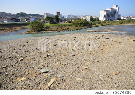 台風あとの浅川は　八王子市 35674880