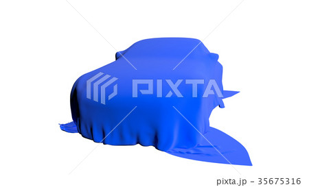 Car covered with a cloth isolated. 3D render Car covered with a cloth isolated. 3D render 35675316