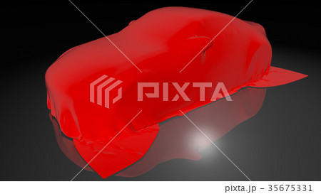Car covered with a cloth. 3D render Car covered with a cloth. 3D render 35675331