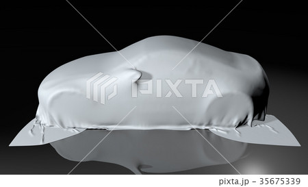 Car covered with a cloth. 3D render Car covered with a cloth. 3D render 35675339