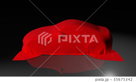 Car covered with a cloth. 3D render Car covered with a cloth. 3D render 35675342