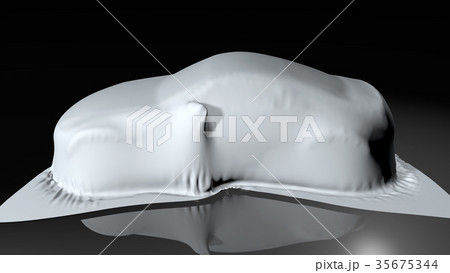 Car covered with a cloth. 3D render Car covered with a cloth. 3D render 35675344