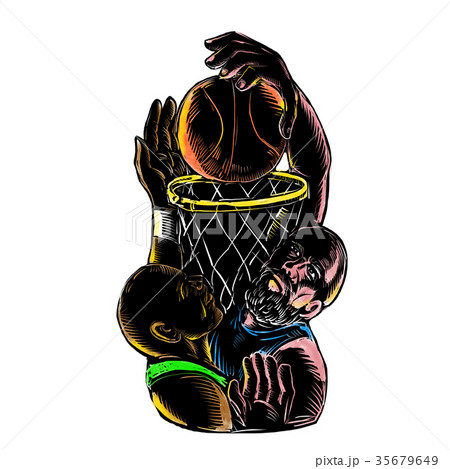 Basketball Player Dunking Blocking Ball Tattoo 35679649