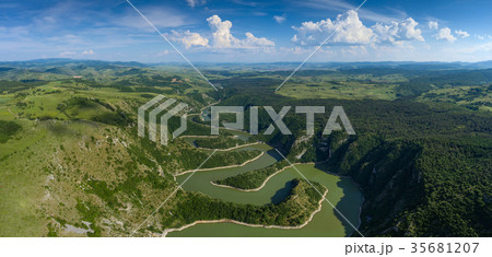 meanders at rocky river Uvac river in Serbia 35681207