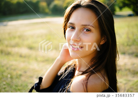 Girl close-up portrait in the park 35683357