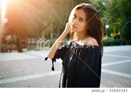 Girl close-up portrait in the park 35683381