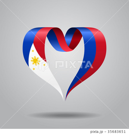 Philippines Flag Heart Shaped Ribbon Vectorのイラスト素材