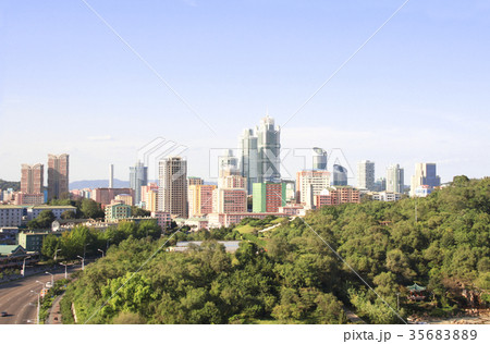 Aerial view of Pyongyang, capital city of the DPRK Aerial view of Pyongyang, capital city of the DPRK 35683889