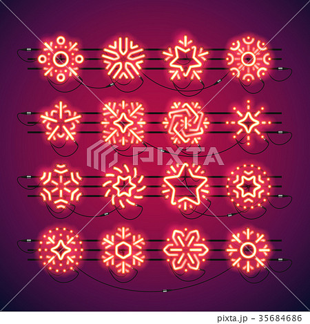 Christmas Neon Snowflakes Red 35684686