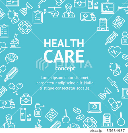 Health Care White Round Design Template Line Icon Health Care White Round Design Template Line Icon 35684987