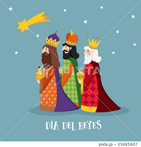 Cute Christmas greeting card, with biblical three 35685607