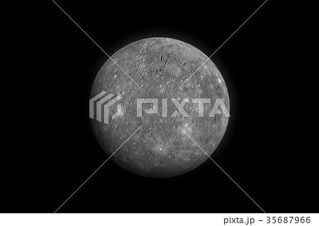 Mercury. Isolated planet on black background. 35687966