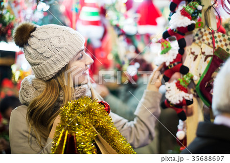 Girl shopping at festive fair 35688697