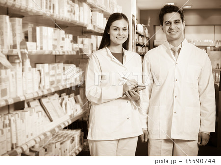 Young team in chemist shop 35690744