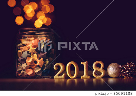 The Golden Number 2018 placed with Star origami 35691108