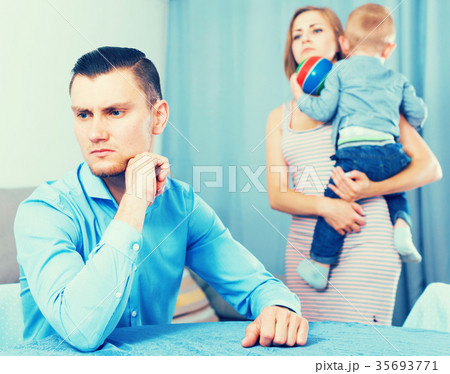 gloomy man quarreled with woman gloomy man quarreled with woman 35693771