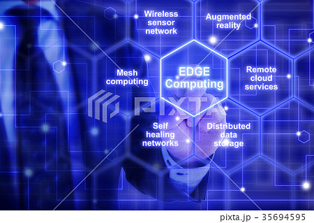 Edge computing hexagon grid with keywords Edge computing hexagon grid with keywords 35694595