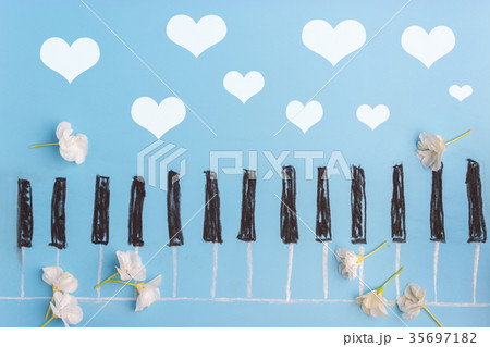 piano drawning on blue bakcground 35697182