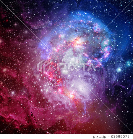 Spiral galaxy and space nebula. 35699075