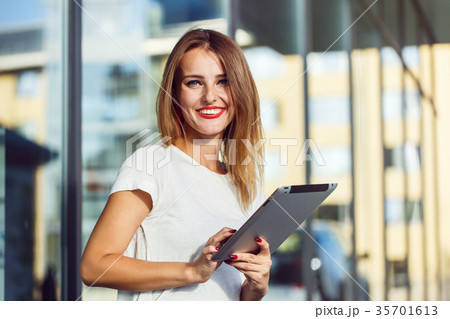 Girl with Tablet 35701613