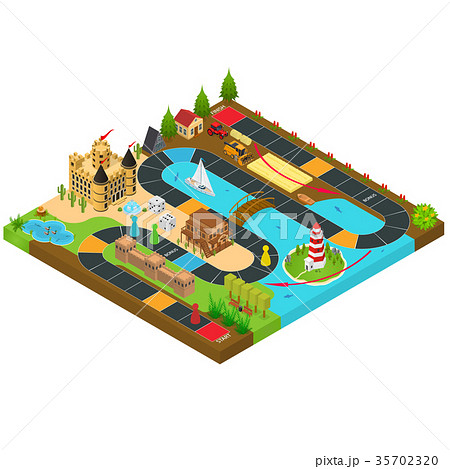 Board Game Concept 3d Isometric View Vectorのイラスト素材