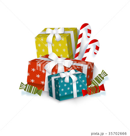 Christmas gift, present boxes and candy canes 35702666