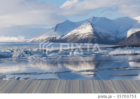 Iceland glacier over winter season lagoon 35703753