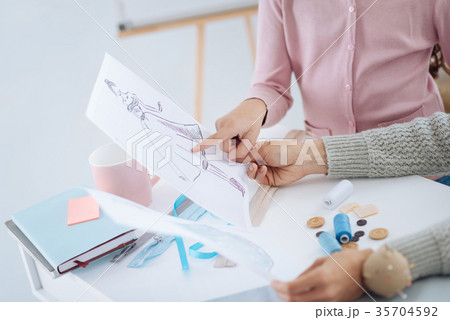 Close up of a sketch with a dress 35704592