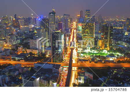 Traffic in modern city at night, Bangkok Thailand Traffic in modern city at night, Bangkok Thailand 35704786