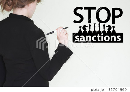 stop sanctions concept. girl 35704969