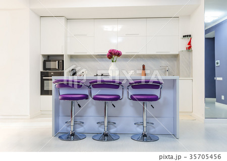 white dining table in modern kitchen 35705456