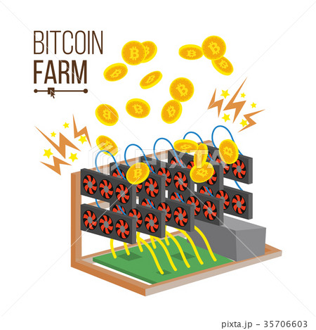 Bitcoin Farm Vector. Cryptocurrency Mining Farm Bitcoin Farm Vector. Cryptocurrency Mining Farm 35706603