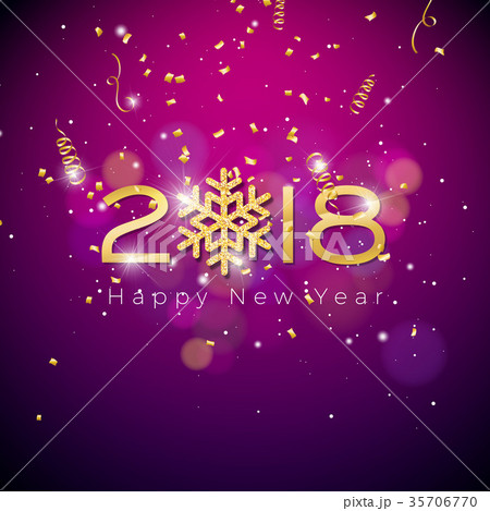 Vector Happy New Year 2018 Illustration on Shiny Vector Happy New Year 2018 Illustration on Shiny 35706770