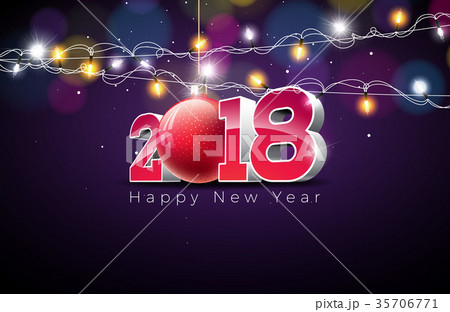 Vector Happy New Year 2018 Illustration on Shiny Vector Happy New Year 2018 Illustration on Shiny 35706771