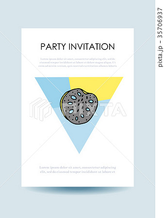 Card with tropical fruits in memphis style. Design 35706937