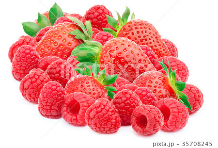 Raspberries and strawberries isolated Raspberries and strawberries isolated 35708245