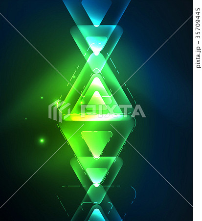Glass glowing bright triangles on dark space 35709445