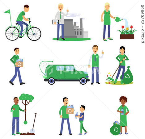 People volunteers cartoon characters contributing 35709960