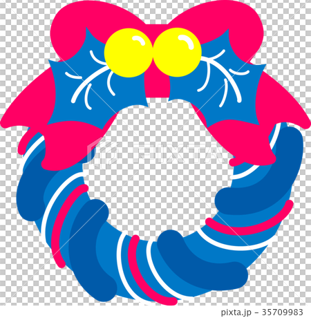 Christmas wreath pink blue ribbon hiiragi 35709983