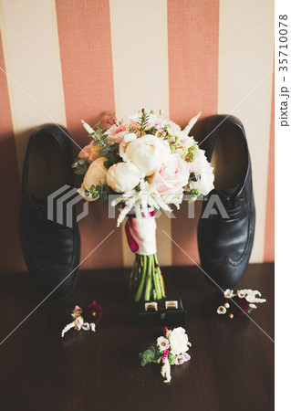Men's accessories with luxury shoes. Top view 35710078